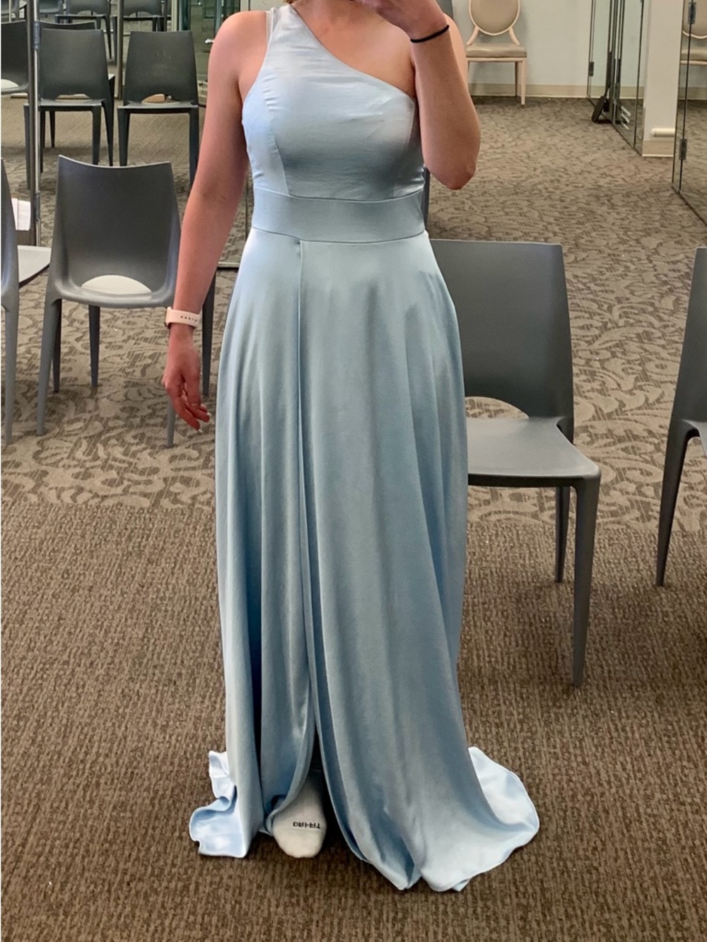 NWT! One-Shoulder Light Blue Formal Gown “speechless” size 9 Prom Bridesmaid